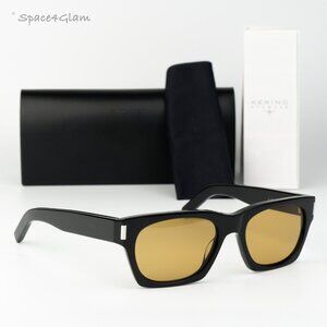 Saint Laurent Women Sunglasses Black Yellow Rectangle SL402 010 NEW AUTHENTIC